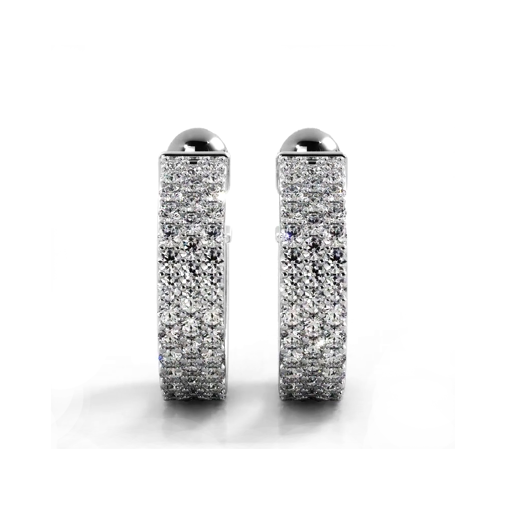 2.0 ctw. Classic Triple Row Pave Diamond Hoop Earrings-VIRABYANI